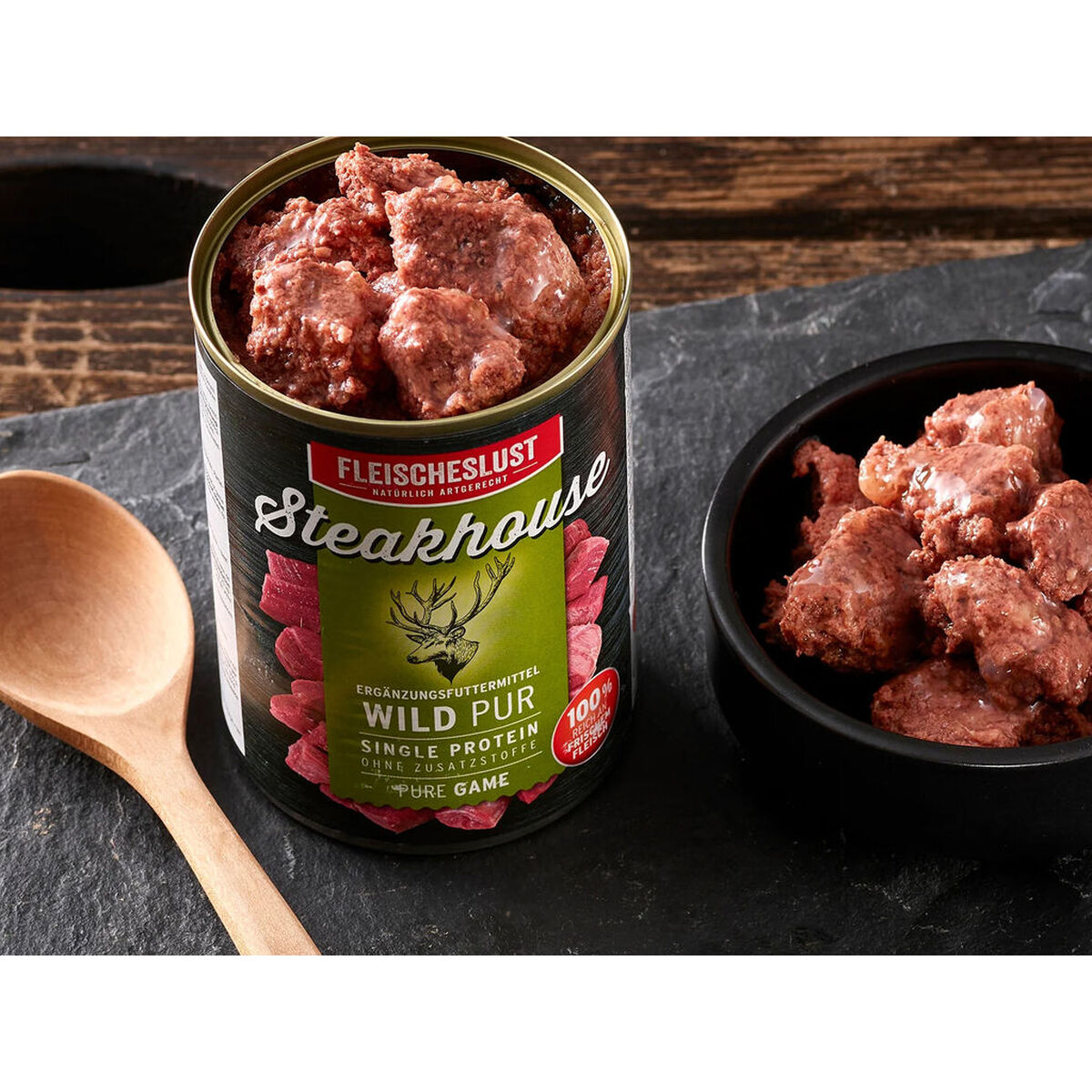 Alimentation humide Fleischeslust Pure 400 gr Cerf